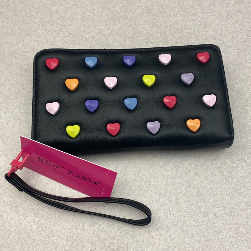 Betsey Johnson Multi Colored Heart Wristlet/Wallet NWT